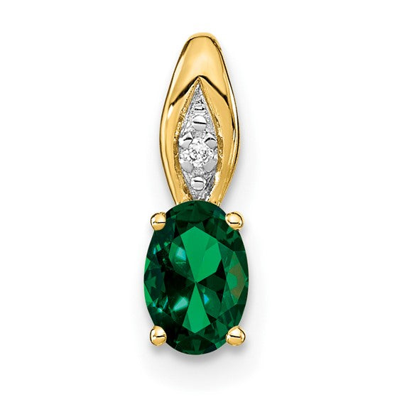 14k Gold Genuine Oval Gemstone & Diamond Pendants- Sparkle & Jade-SparkleAndJade.com XBS592