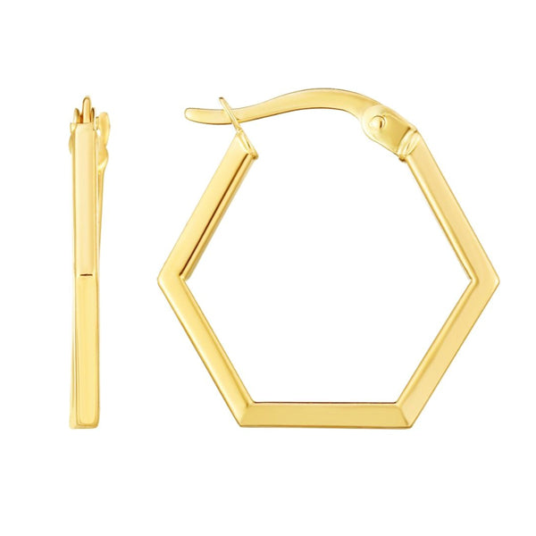 14k Gold Hexagon Hoop Earrings- Sparkle & Jade-SparkleAndJade.com ER12016