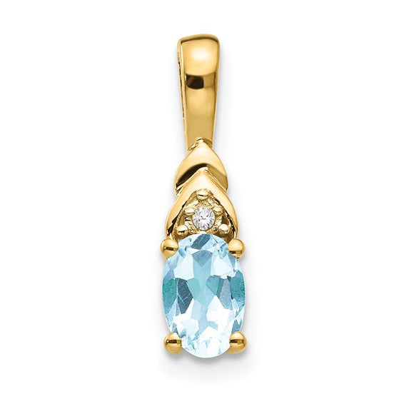 14k Gold Oval Gemstone and Diamond Pendants- Sparkle & Jade-SparkleAndJade.com XBS266