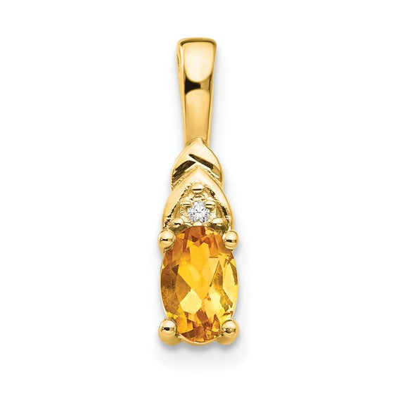 14k Gold Oval Gemstone and Diamond Pendants- Sparkle & Jade-SparkleAndJade.com XBS274