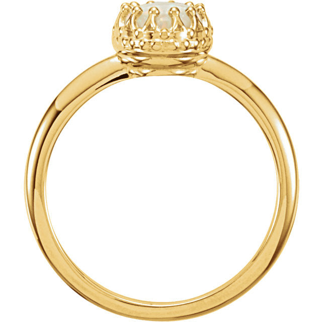 14k Gold Oval Genuine Australian Opal 8x6mm Crown Set Ring- Sparkle & Jade-SparkleAndJade.com 