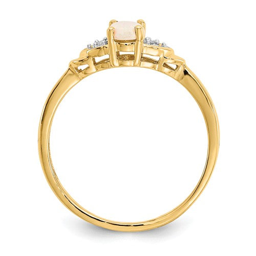 14k Gold Oval Genuine Gemstone Diamond Rings- Sparkle & Jade-SparkleAndJade.com 