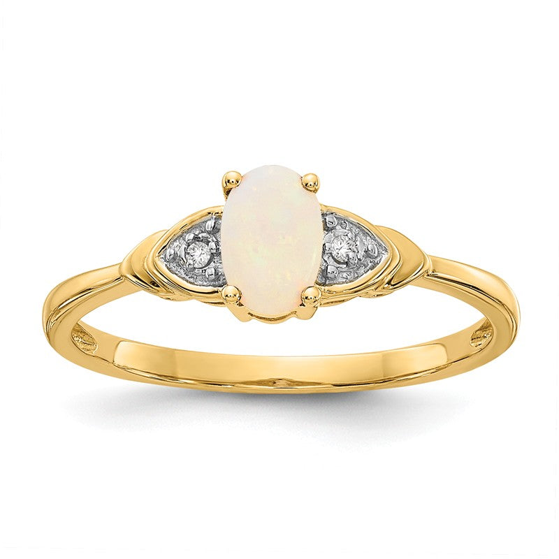 14k Gold Oval Genuine Gemstone Diamond Rings- Sparkle & Jade-SparkleAndJade.com XBS283