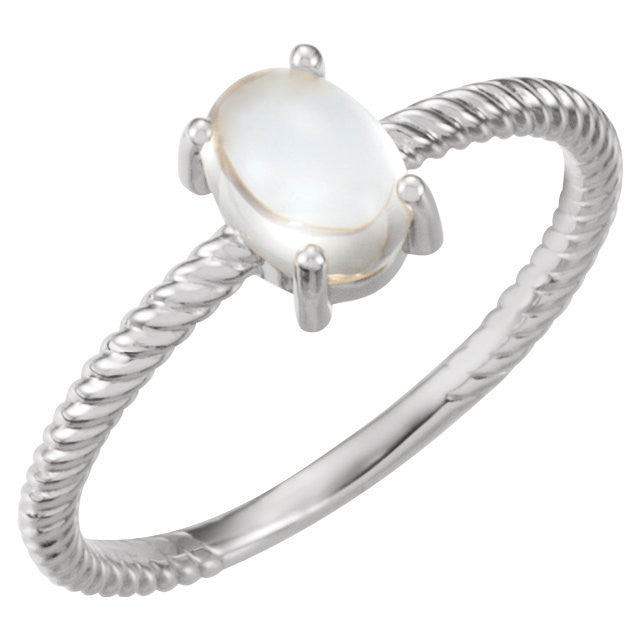 14k Gold Oval Rainbow Moonstone Cabochon Ring - White Yellow or Rose Gold- Sparkle & Jade-SparkleAndJade.com 71695:609:P
