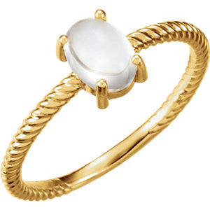 14k Gold Oval Rainbow Moonstone Cabochon Ring - White Yellow or Rose Gold- Sparkle & Jade-SparkleAndJade.com 71695:610:P