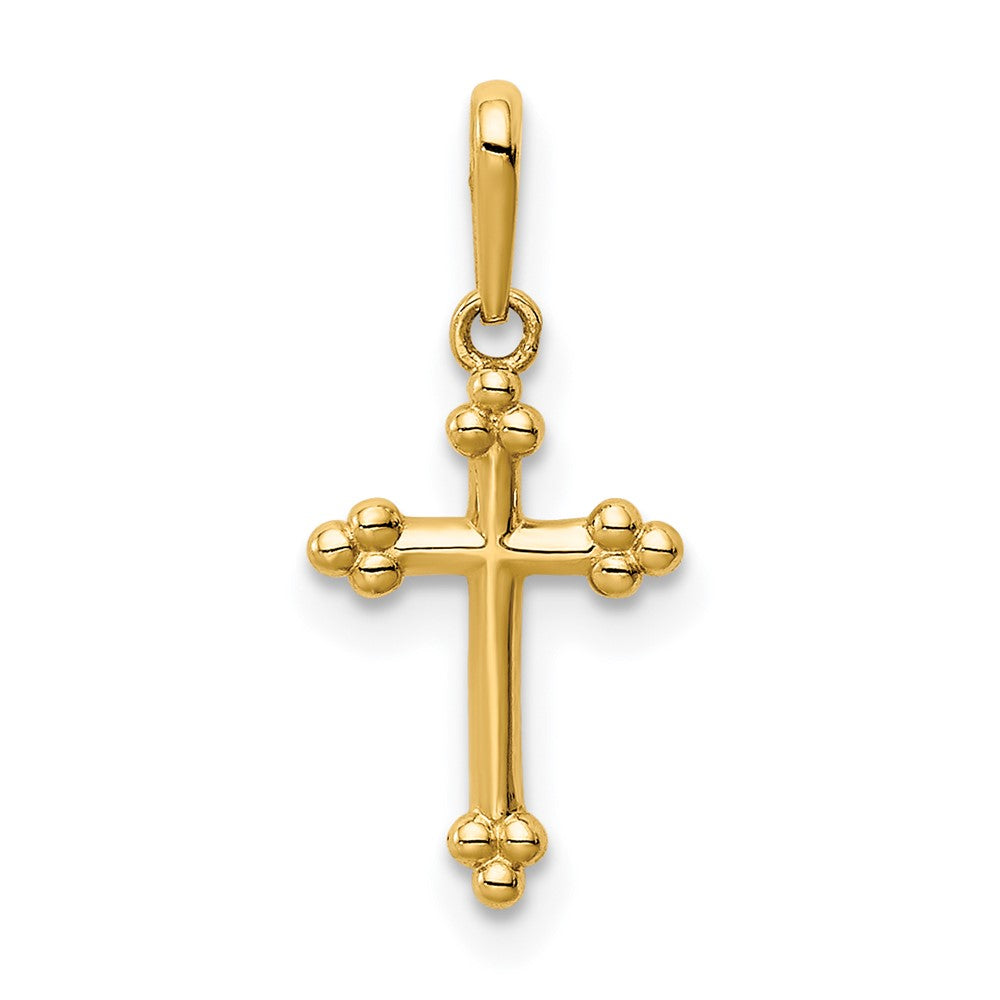 14k Gold Petite 13mm Budded Cross Charm Pendant- Sparkle & Jade-SparkleAndJade.com YC1402