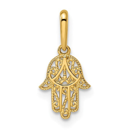14k Gold Petite Filigree Hamsa Charm Pendant- Sparkle & Jade-SparkleAndJade.com YC1502