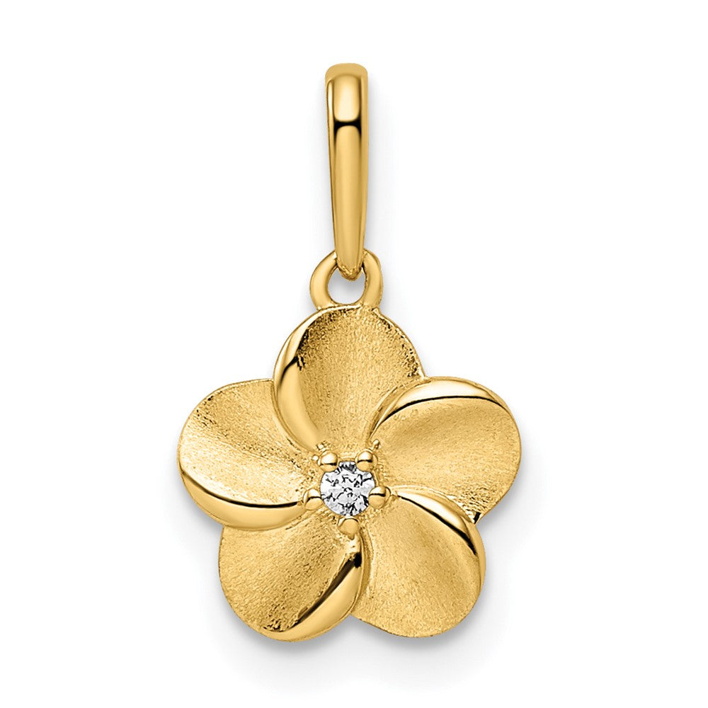 14k Gold Plumeria CZ Flower Pendant- Sparkle & Jade-SparkleAndJade.com YC1493
