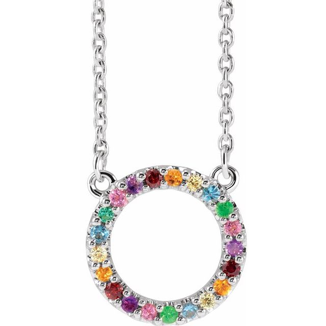 14k Gold Rainbow Natural Gemstone Circle Necklace- Sparkle & Jade-SparkleAndJade.com 688934:602:P