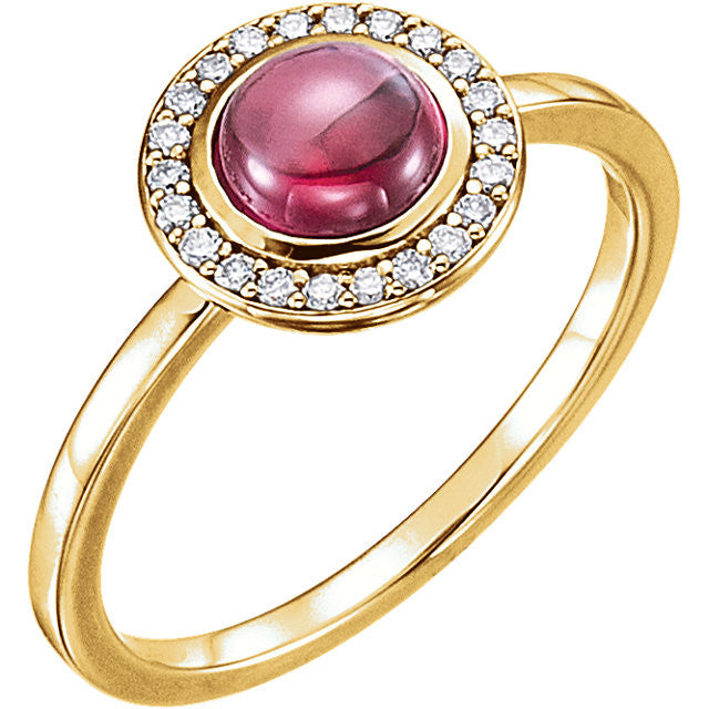 14k Gold Rhodolite Garnet & 1/8 CTW Diamond Halo Ring - Rose, Yellow or White- Sparkle & Jade-SparkleAndJade.com 71821:605:P
