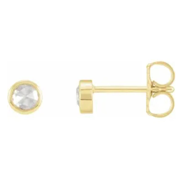 14k Gold Rose-Cut Diamond Bezel-Set Earrings- Sparkle & Jade-SparkleAndJade.com 87612:105:P