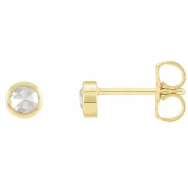 14k Gold Rose-Cut Diamond Bezel-Set Earrings- Sparkle & Jade-SparkleAndJade.com 87612:175:P