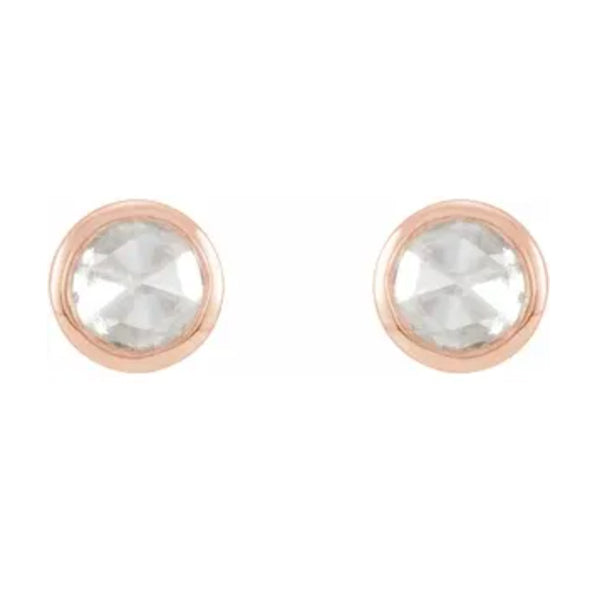 14k Gold Rose-Cut Diamond Bezel-Set Earrings- Sparkle & Jade-SparkleAndJade.com 
