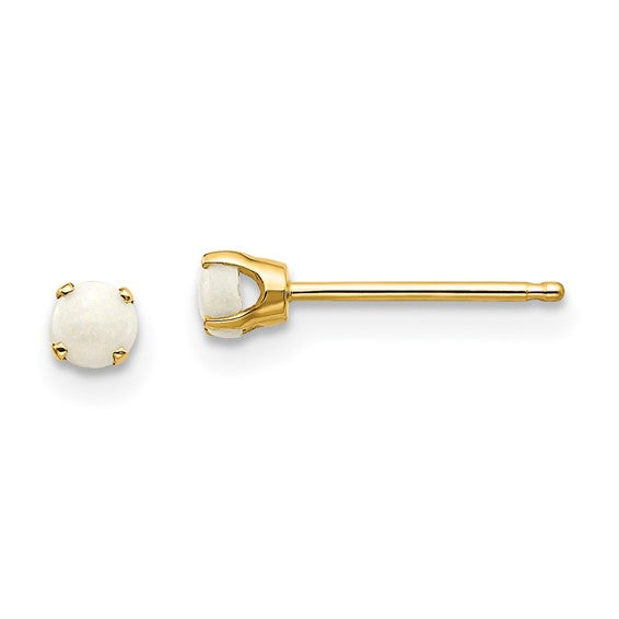 14k Gold Round Genuine Stone Birthstone Stud Earrings - Various Sizes- Sparkle & Jade-SparkleAndJade.com XBE46