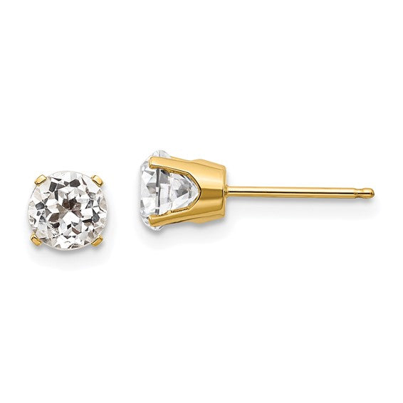 14k Gold Round Genuine Stone Birthstone Stud Earrings - Various Sizes- Sparkle & Jade-SparkleAndJade.com XBE64