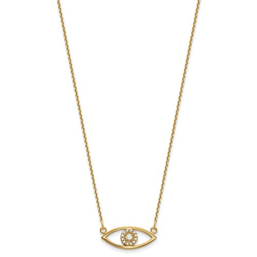 14k Gold Small Diamond Evil Eye Necklace- Sparkle & Jade-SparkleAndJade.com 
