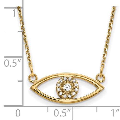 14k Gold Small Diamond Evil Eye Necklace- Sparkle & Jade-SparkleAndJade.com 