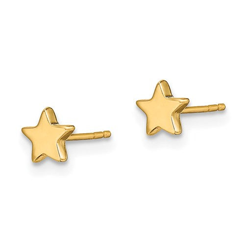 14k Gold Solid Star Post Earrings- Sparkle & Jade-SparkleAndJade.com TE651