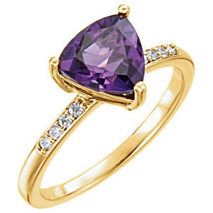 14k Gold Trillion Amethyst & .08 CTW Diamond Ring- Sparkle & Jade-SparkleAndJade.com 71792:6001:P