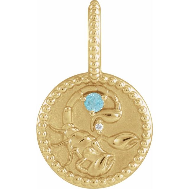 14k Gold Zodiac Coin Charm Pendant- Sparkle & Jade-SparkleAndJade.com 88215:103:P