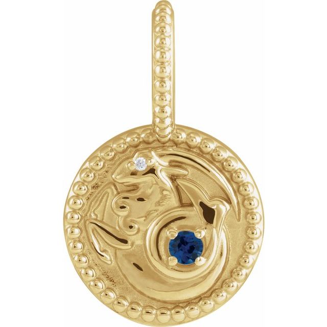 14k Gold Zodiac Coin Charm Pendant- Sparkle & Jade-SparkleAndJade.com 88215:137:P
