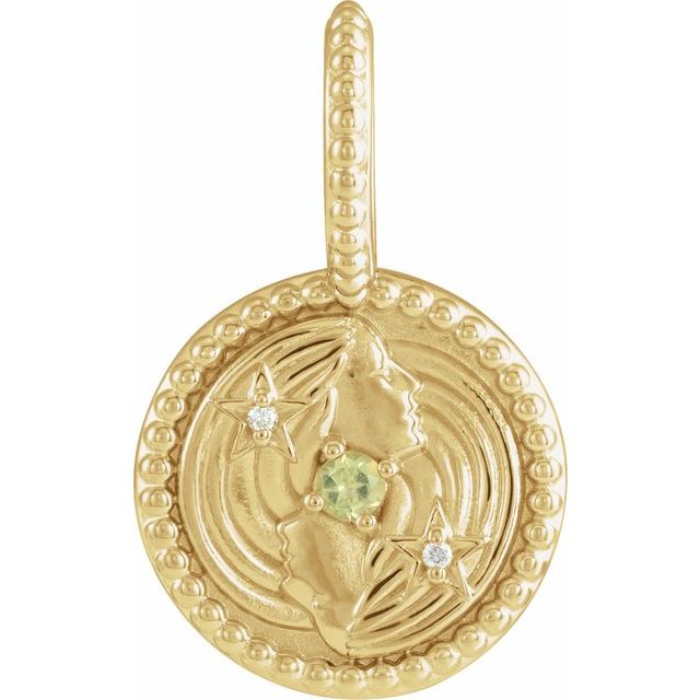 14k Gold Zodiac Coin Charm Pendant- Sparkle & Jade-SparkleAndJade.com 88215:146:P
