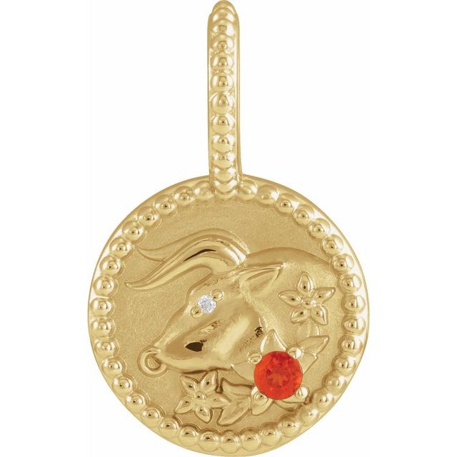 14k Gold Zodiac Coin Charm Pendant- Sparkle & Jade-SparkleAndJade.com 88215:157:P