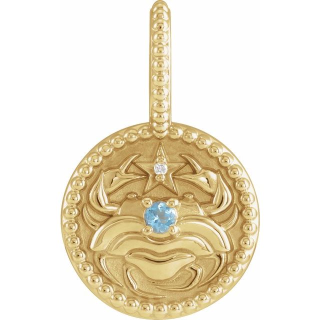 14k Gold Zodiac Coin Charm Pendant- Sparkle & Jade-SparkleAndJade.com 88215:191:P