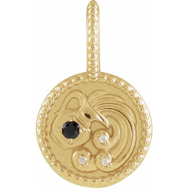 14k Gold Zodiac Coin Charm Pendant- Sparkle & Jade-SparkleAndJade.com 88215:205:P