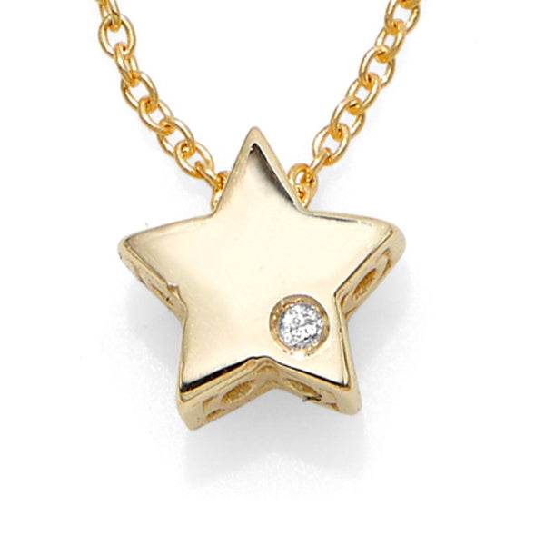 14k Gold .005ct Diamond Star Necklace- Sparkle & Jade-SparkleAndJade.com RC7056-18