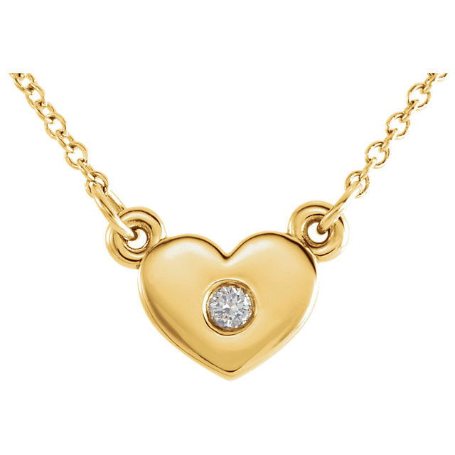 14k Gold .03 CTW Diamond Petite Heart Pendant 16" Necklace- Sparkle & Jade-SparkleAndJade.com 86335:601:P