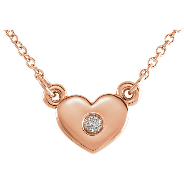 14k Gold .03 CTW Diamond Petite Heart Pendant 16" Necklace- Sparkle & Jade-SparkleAndJade.com 86335:602:P