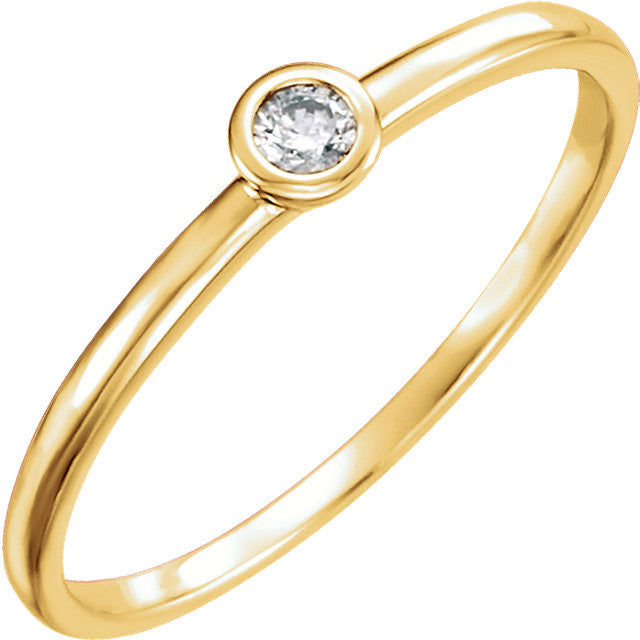14k Gold .06 CTW Diamond Bezel Set Solitaire Ring - White, Yellow or Rose- Sparkle & Jade-SparkleAndJade.com 651929:60001:P