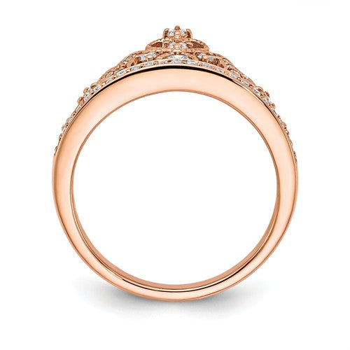 14k Rose Gold 0.391 CTW Diamond Tiara Crown Ring- Sparkle & Jade-SparkleAndJade.com RM6894-038-RA