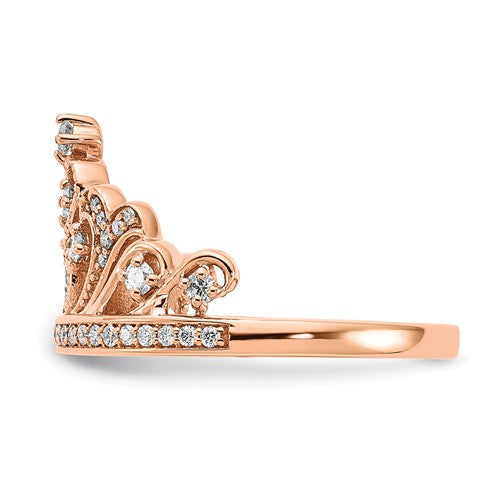 14k Rose Gold 0.391 CTW Diamond Tiara Crown Ring- Sparkle & Jade-SparkleAndJade.com RM6894-038-RA