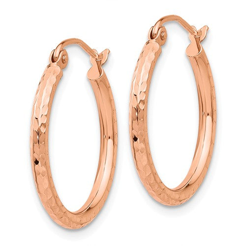 14k Rose Gold 20mm D-Cut Hinged Hoop Earrings- Sparkle & Jade-SparkleAndJade.com TE520