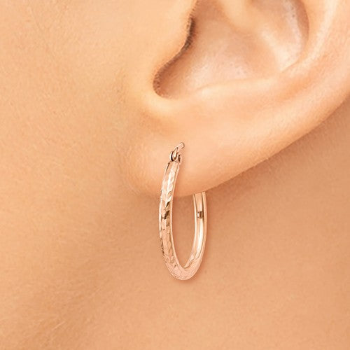14k Rose Gold 20mm D-Cut Hinged Hoop Earrings- Sparkle & Jade-SparkleAndJade.com TE520