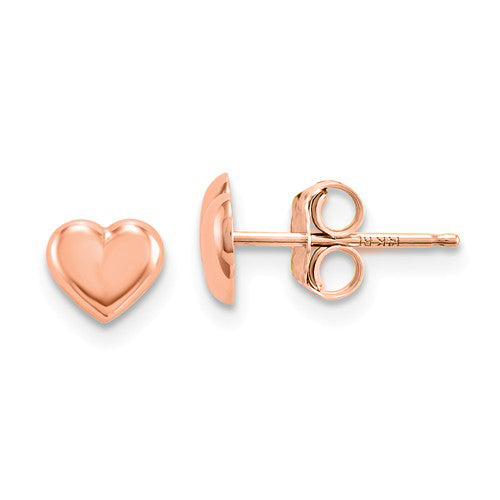 14k Rose Gold Heart Post Earrings- Sparkle & Jade-SparkleAndJade.com SE1731