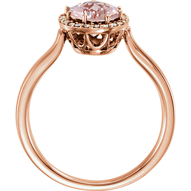 14k Rose Gold Oval Morganite & 1/8 CTW Diamond Halo Ring- Sparkle & Jade-SparkleAndJade.com 651874:60000:P