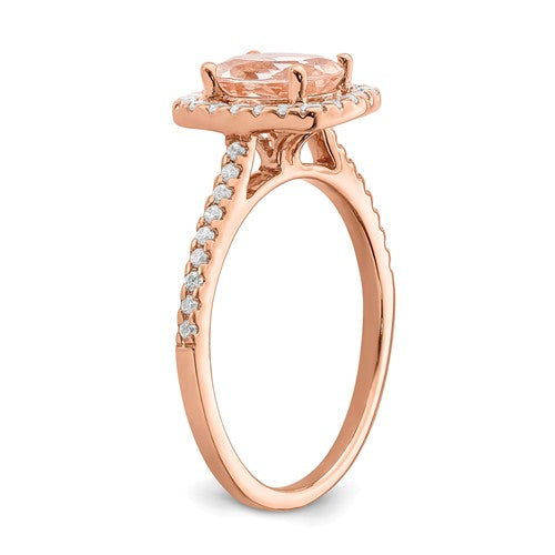 14k Rose Gold Oval Morganite Diamond Halo Engagement Ring- Sparkle & Jade-SparkleAndJade.com RM6355E-MG-030-RAA