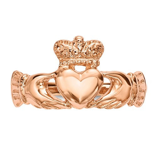 14k Rose Gold Solid Claddagh Ring- Sparkle & Jade-SparkleAndJade.com K5933