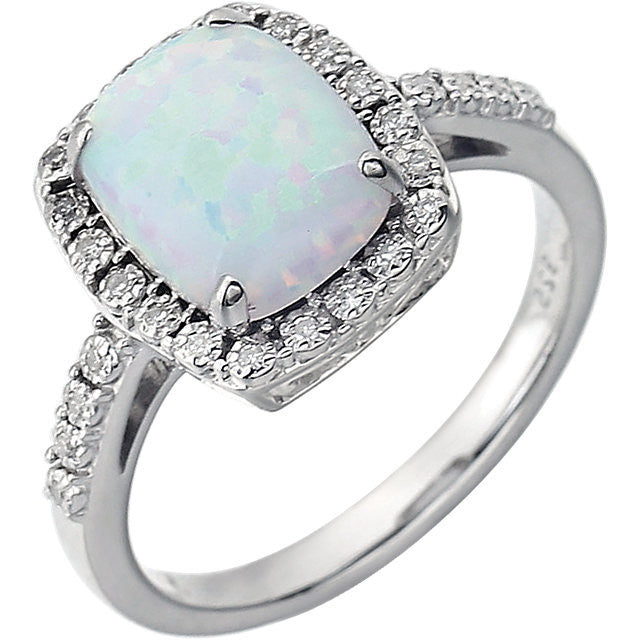 14k White Gold 10x8 Cushion Opal & Diamond Halo Ring- Sparkle & Jade-SparkleAndJade.com 651426:70003:P