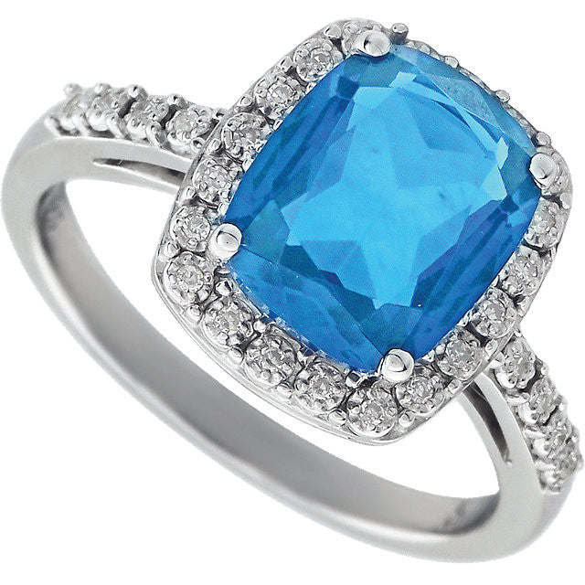 14k White Gold 10x8 Cushion Swiss Blue Topaz & Diamond Halo Ring- Sparkle & Jade-SparkleAndJade.com 651426:70001:P