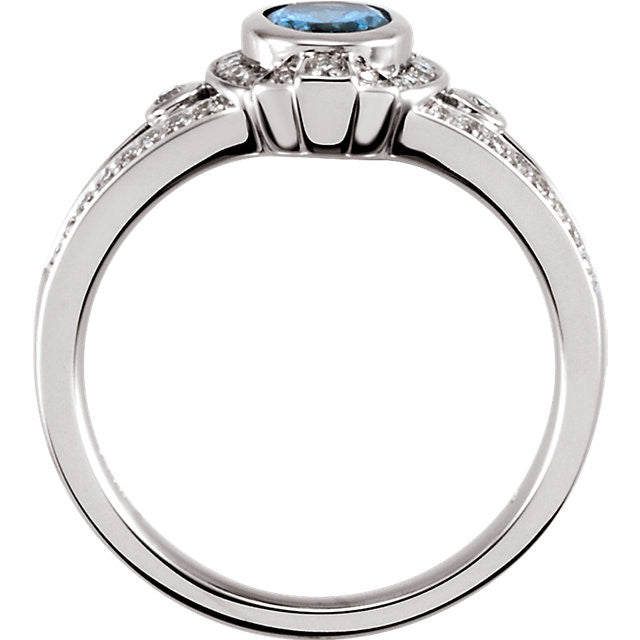 14k White Gold 1/3 CTW Diamond & 7x5mm Oval Aquamarine Ring- Sparkle & Jade-SparkleAndJade.com 66146:60002:P