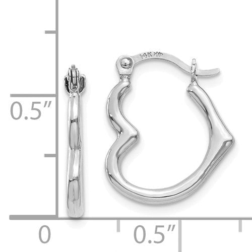 14k White Gold 16mm Heart Hinged Hoop Earrings- Sparkle & Jade-SparkleAndJade.com TL746W
