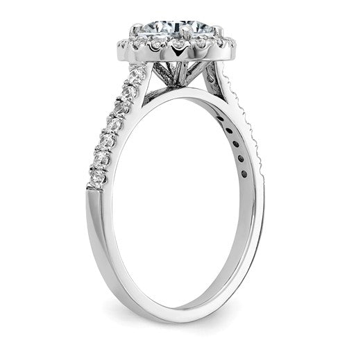 14k White Gold 1.4CT Round True Light G H I Moissanite Halo Engagement Ring- Sparkle & Jade-SparkleAndJade.com RM4452E-160-WMT