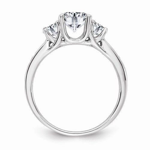 14k White Gold 1.50ct. 3 Stone With Side Colorless Moissanite Engagement Ring- Sparkle & Jade-SparkleAndJade.com DB21958MP