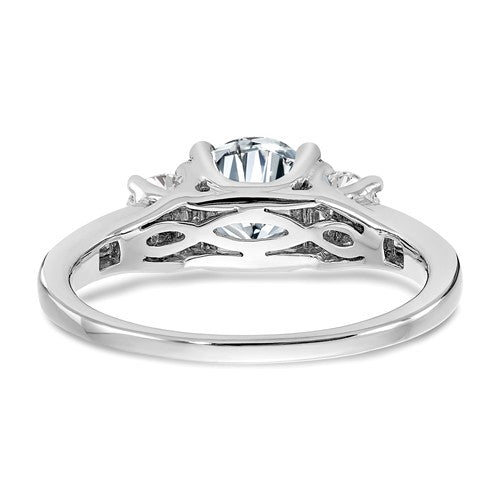 14k White Gold 1.50ct. 3 Stone With Side Colorless Moissanite Engagement Ring- Sparkle & Jade-SparkleAndJade.com DB21958MP