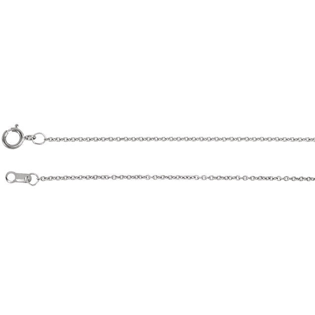 14k White Gold 1mm Cable Chain w/ Spring Ring Closure - Various Lengths- Sparkle & Jade-SparkleAndJade.com 