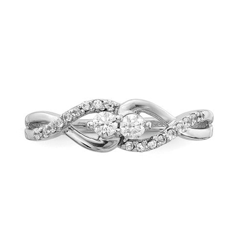 14k White Gold 2 Stone Diamond Infinity Inspired Ring- Sparkle & Jade-SparkleAndJade.com RM3840-025-WA